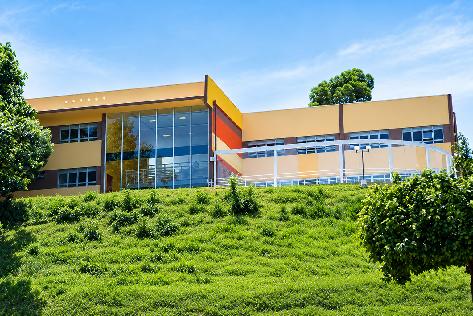 Vista frontal da ETEC Prefeito Braz Paschoalin em Jandira/SP